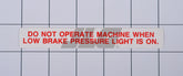10124906 Decal, Low Brake Pressure Warn | JLG